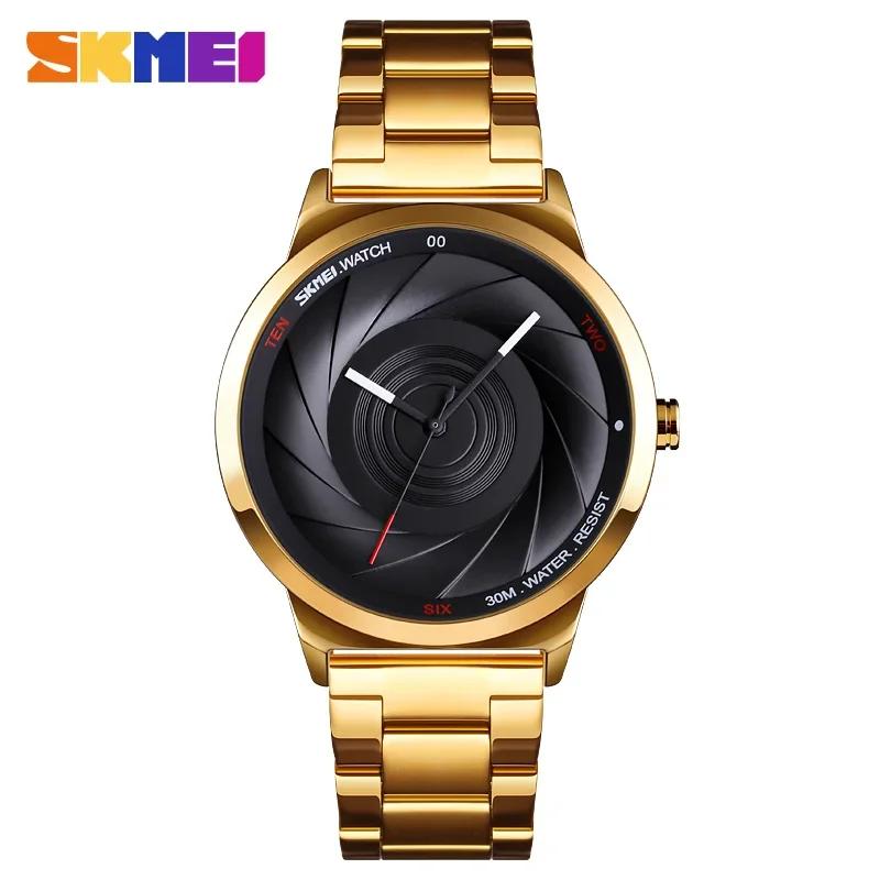 SKMEI 9210 Fashion 3D Fashion Dial Mens Watch Top Brand Luxury Full Steel Business 30 Waterproof Watch reloj Sport Quartz Watch