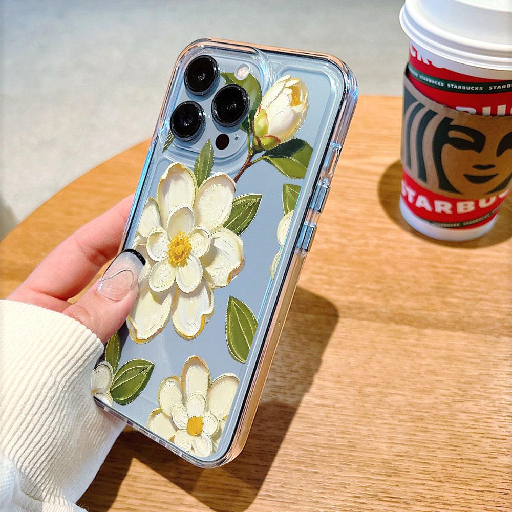 Белая Камелия с Бутоном прозрачный чехол для телефона для IPhone 14 15 16 13 12 11 17 Pro Max 12 13 Mini Мягкий чехол