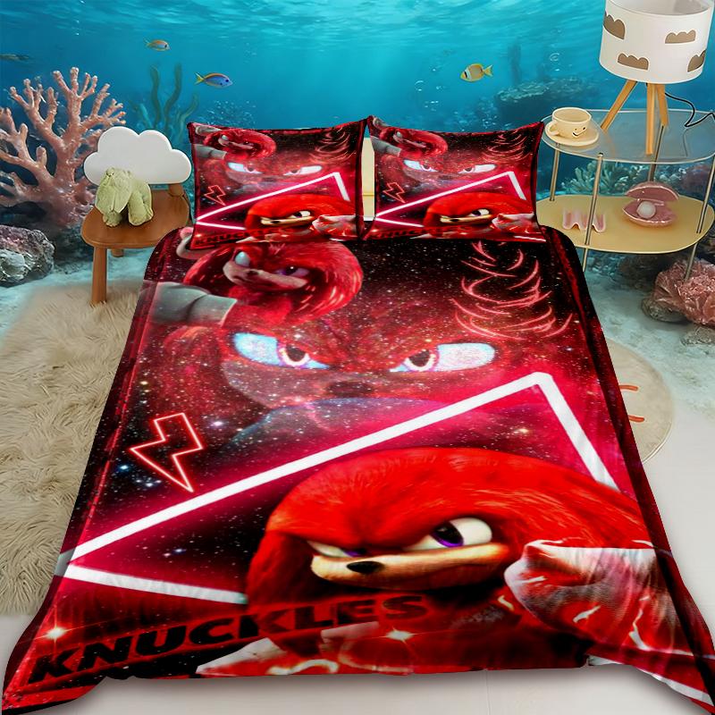 Duvet Cover Sonic Hedgehog Cartoon Bedding Set Comforter Cover with 2 Pillocase Bedroom Dormitory Best Gifts