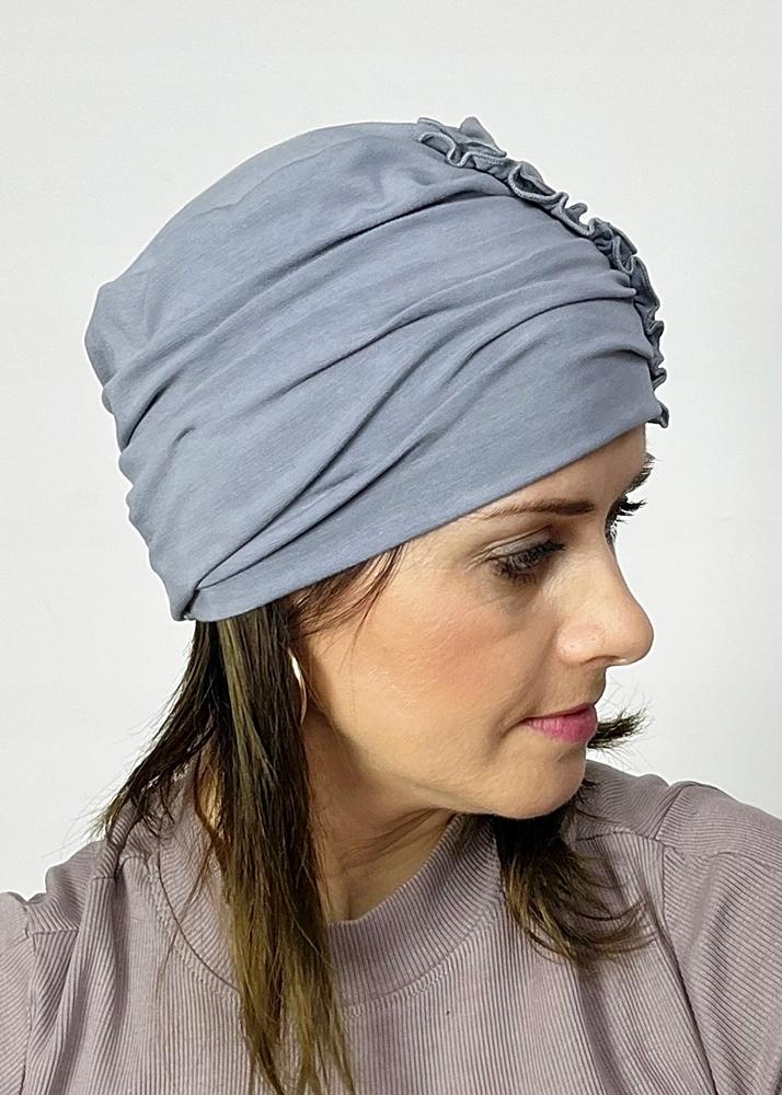Turban Kalina Z Bambusa Szara Podwójna Czapka Także Po Chemioterapii
