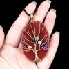 Natural Agate Stone Life of Tree Pendant Necklace Rough Wire Winding Pendant Sweater Chain Jewelry Women's for Necklace 7 Chakra
