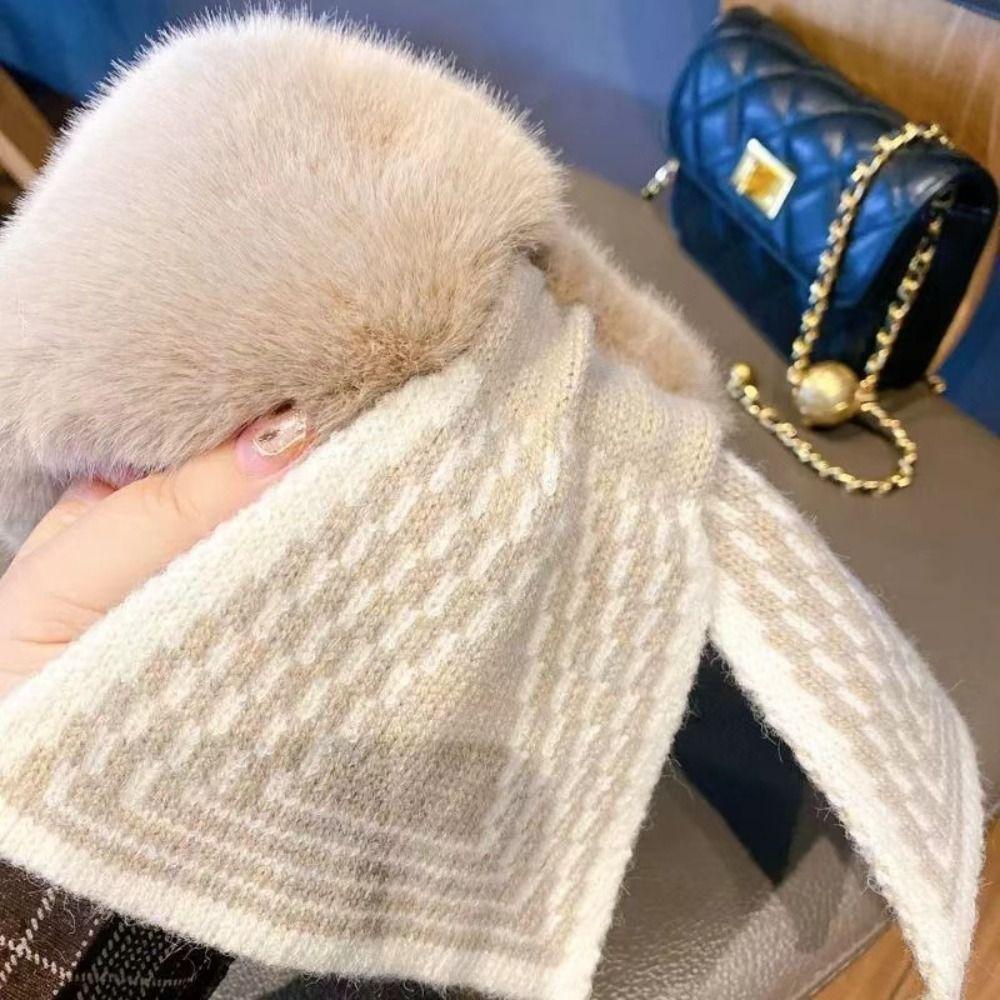Thicken Neck Scarf Faux Rabbit Fur Plush Scarf Cute Neck Warmer  Winter
