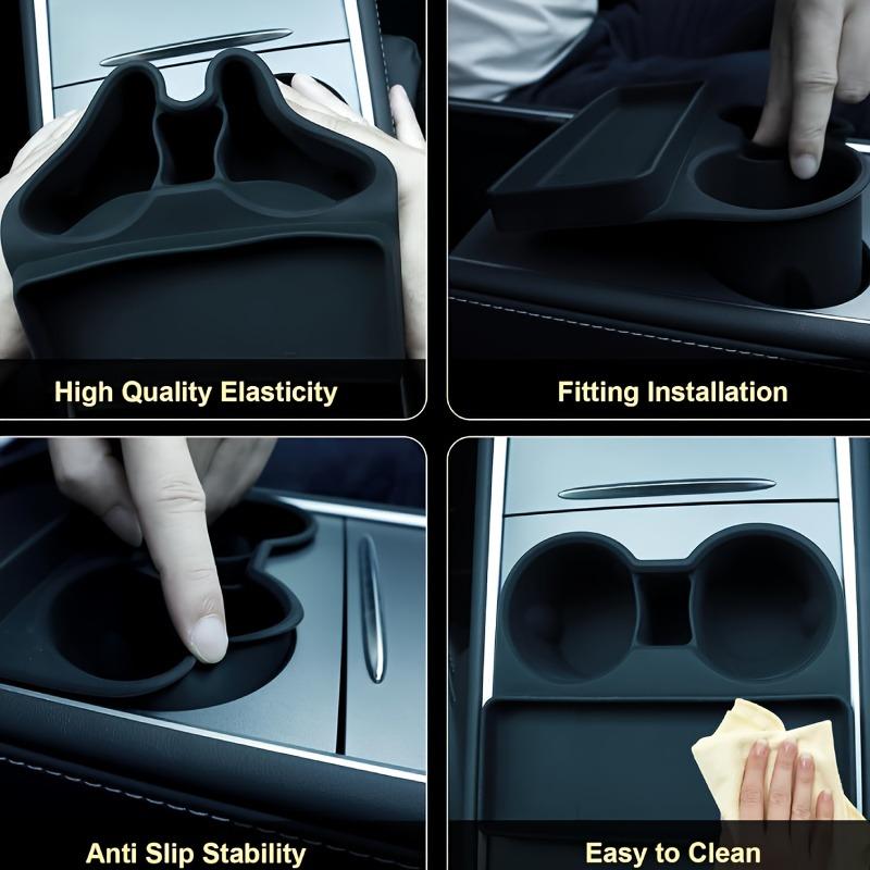 Suitable for Tesla Model Y and Model 3 central control cup limiters with silicone pad storage box for cup sleeves