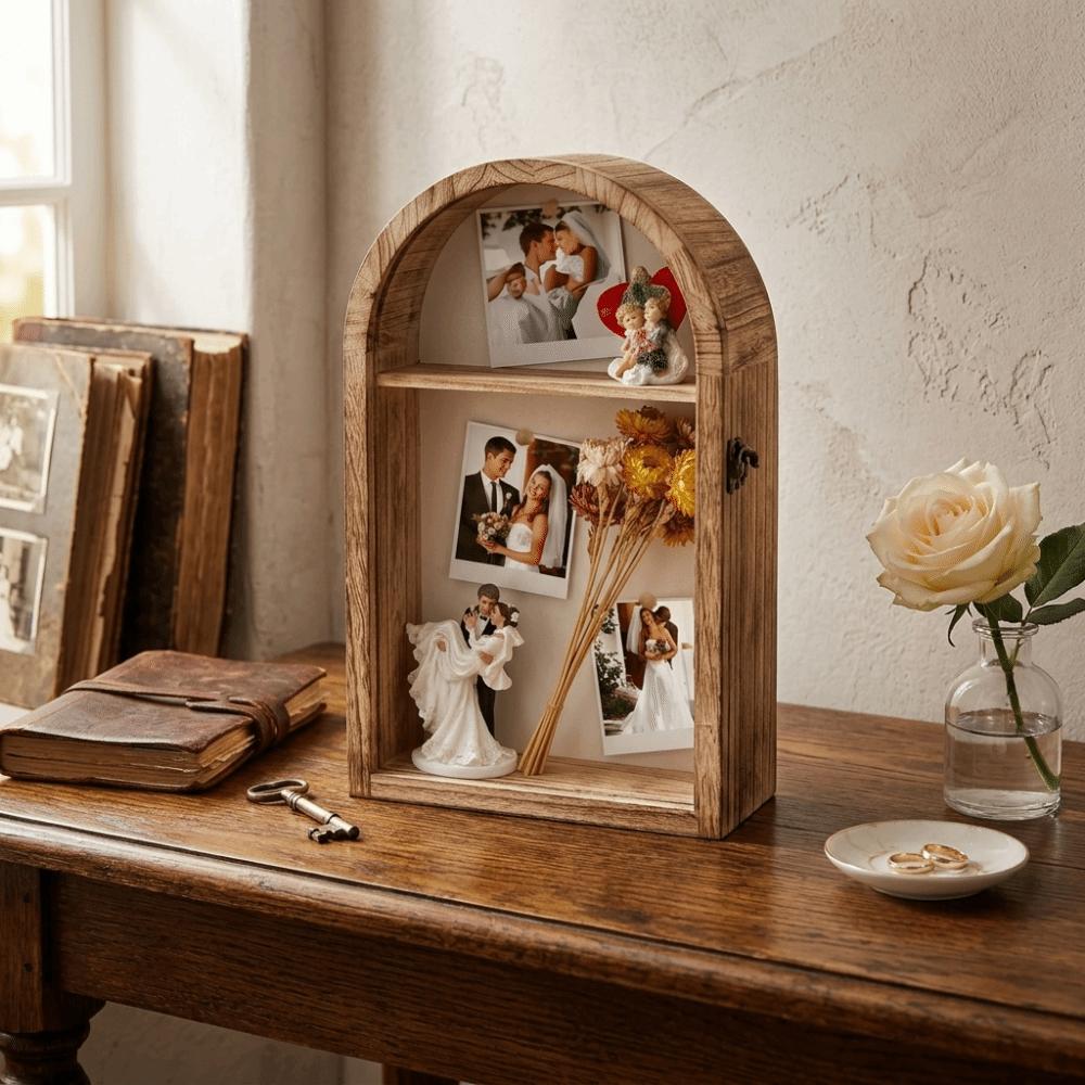 Wooden Photo Frame Display Box Hanging Keepsake Display Box Picture Frame Shadow Box Dried Flowers