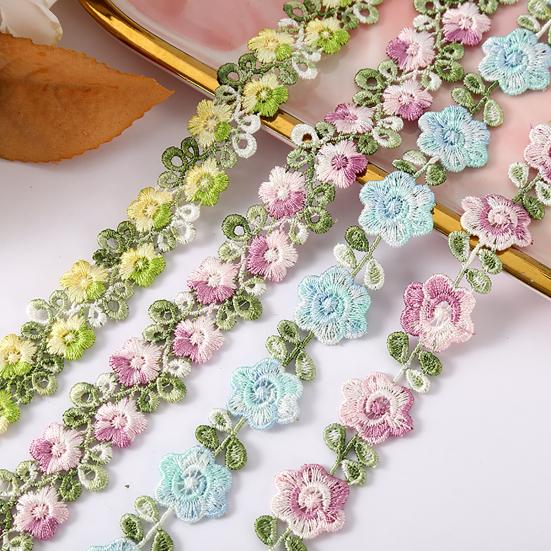 Цветочная кружевная отделка ленты Яркий цвет широко используется DIY ремесла вышитые крючком кружевные отделки ткани украшения