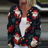 Women's Fashion Christmas Printed Long Sleeve Knitted Cardigan Button Down Jacket