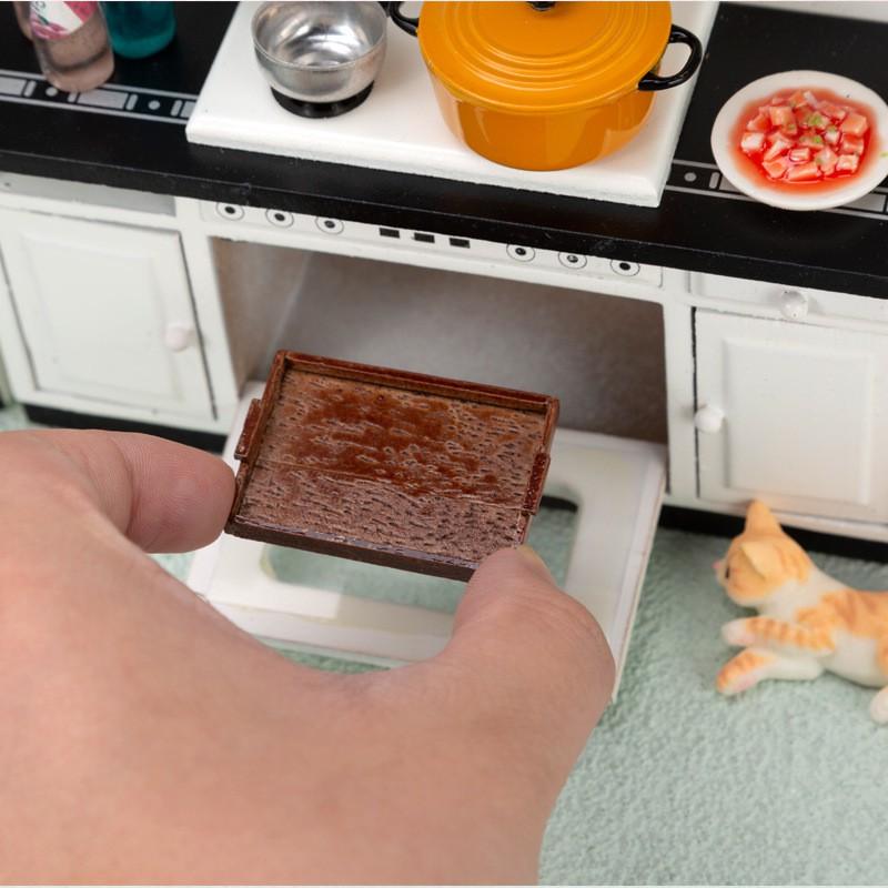 Миниатюрный кукольный домик Кухонный набор Белый Современный Деревянный шкаф 3 предмета Детская игра Коллекционная Декор