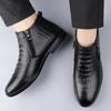 Мода 2024 года, зимние хиты продаж, мужские ботинки из натуральной кожи, простые ботильоны, мужские банкетные формальные короткие ботинки, теплые плюшевые повседневные ботинки