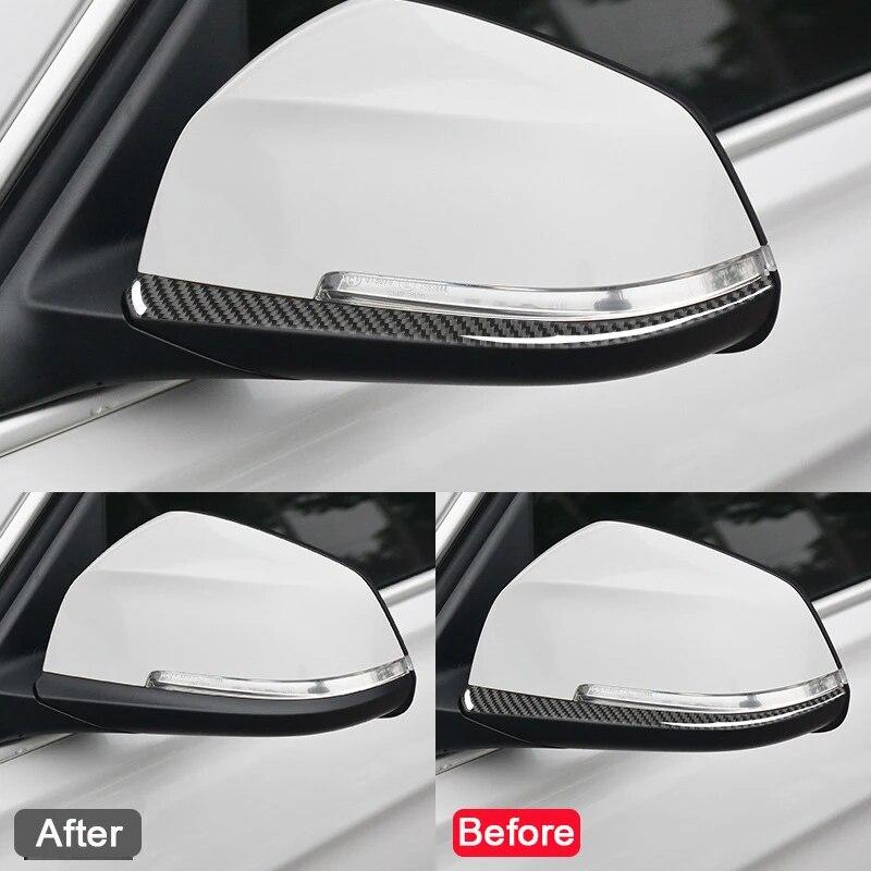 2 шт., защитная полоса для зеркала заднего вида из углеродного волокна, наклейки для предотвращения столкновений, автозапчасти для BMW F30 GT4 X1 X5 X6 1 3 4 Series