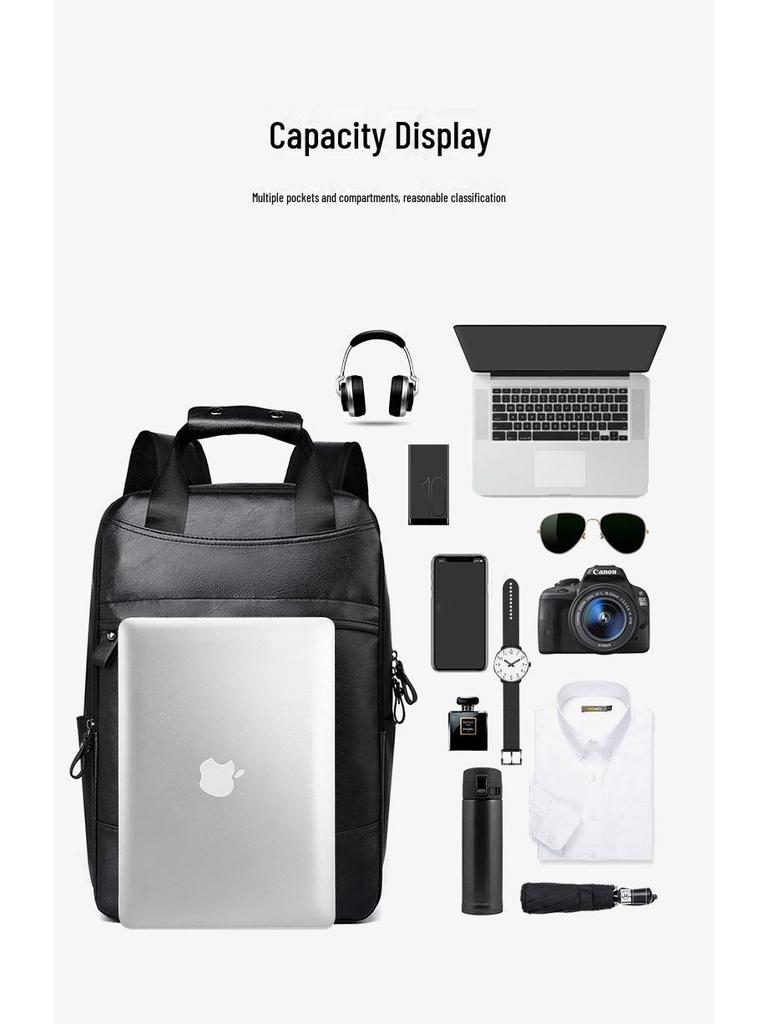 Мужской рюкзак из полиуретана - большая вместимость для учебы, бизнеса, путешествий и повседневной носки