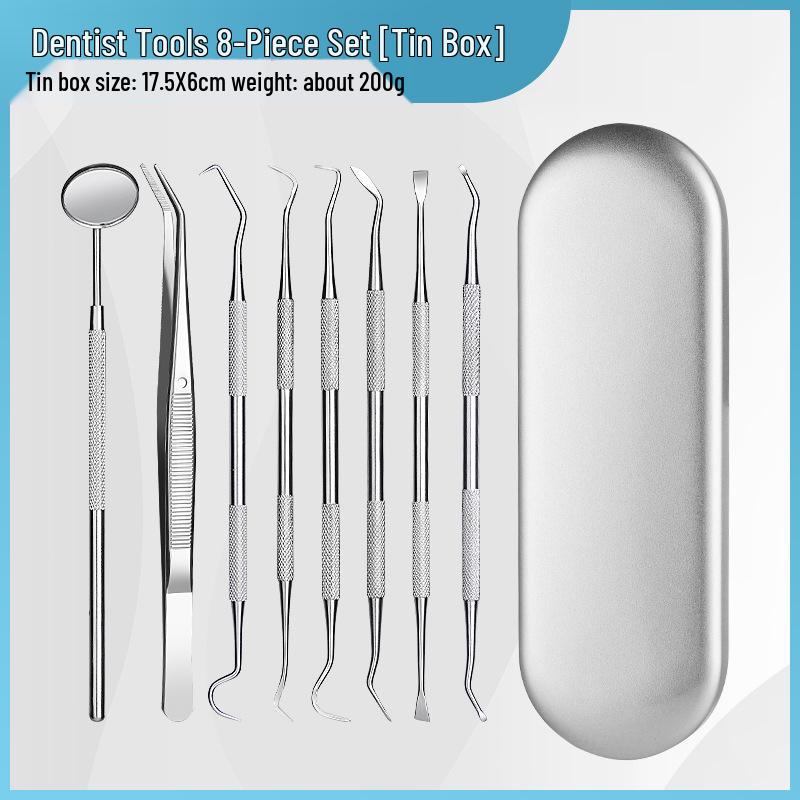 Набор стоматологических инструментов: Двусторонний зонд из нержавеющей стали, ротовое зеркало и набор для чистки зубов
