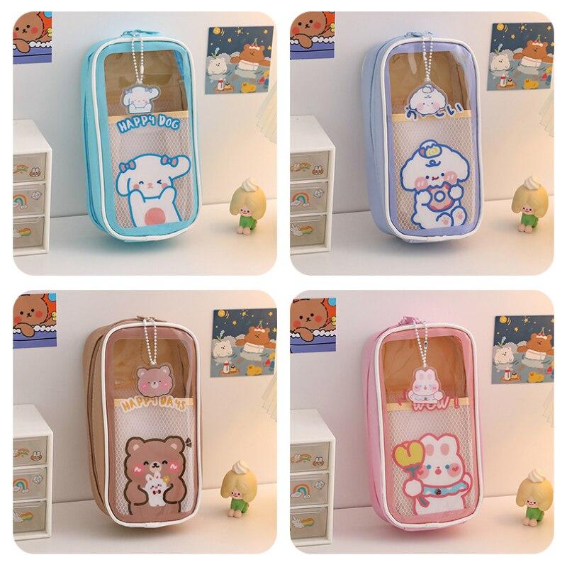 Japanese Pencil Case Transparent Large-capacity Student Pencil Case Cute Girl Creative Simple Pencil Case Stationery Bag