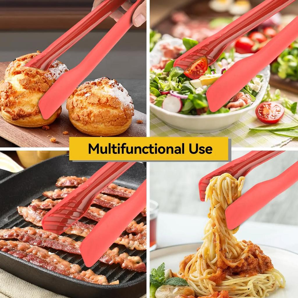 3 Sizes Bread Tongs, Plastic Food Salad Serving Tongs Cooking Utensils Set Kitchen Tongs for Kitchen Cooking, BBQ, Buffet, Party