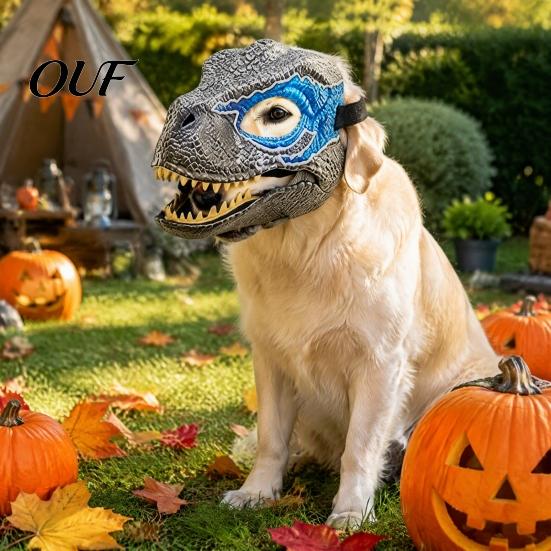 Halloween Party Cosplay Props Realistic Dinosaur Mask, Moving Jaw Costume Mask for Human Kids Pet, Novelty Theme Prank Dress?Up