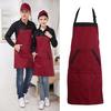 Black Red Unisex Chef Kitchen Catering Apron with 2 Pocket