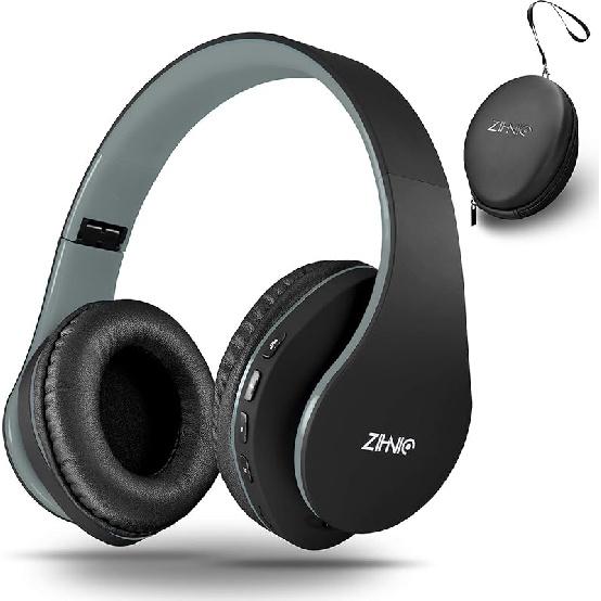 ZIHNIC Bluetooth Headphones Over-Ear, Foldable Wireless and Wired Stereo Headset Micro SD/TF, FM for Cell Phone,PC,Soft Earmuffs &Light Weight for
