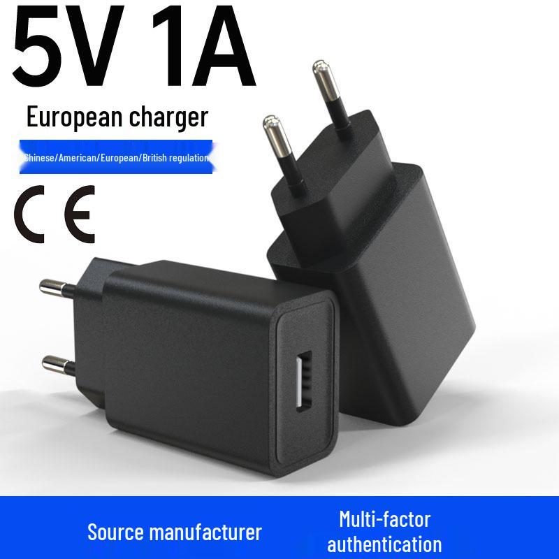 USB-зарядное устройство 5V1A со светодиодным дисплеем, сертифицировано CE, стандарт США/ЕС, 12 Вт, черный.