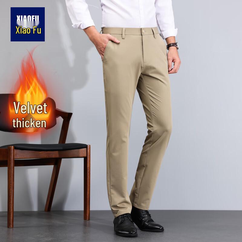 Мужские брюки XiaoFu в стиле business casual с флисовой подкладкой