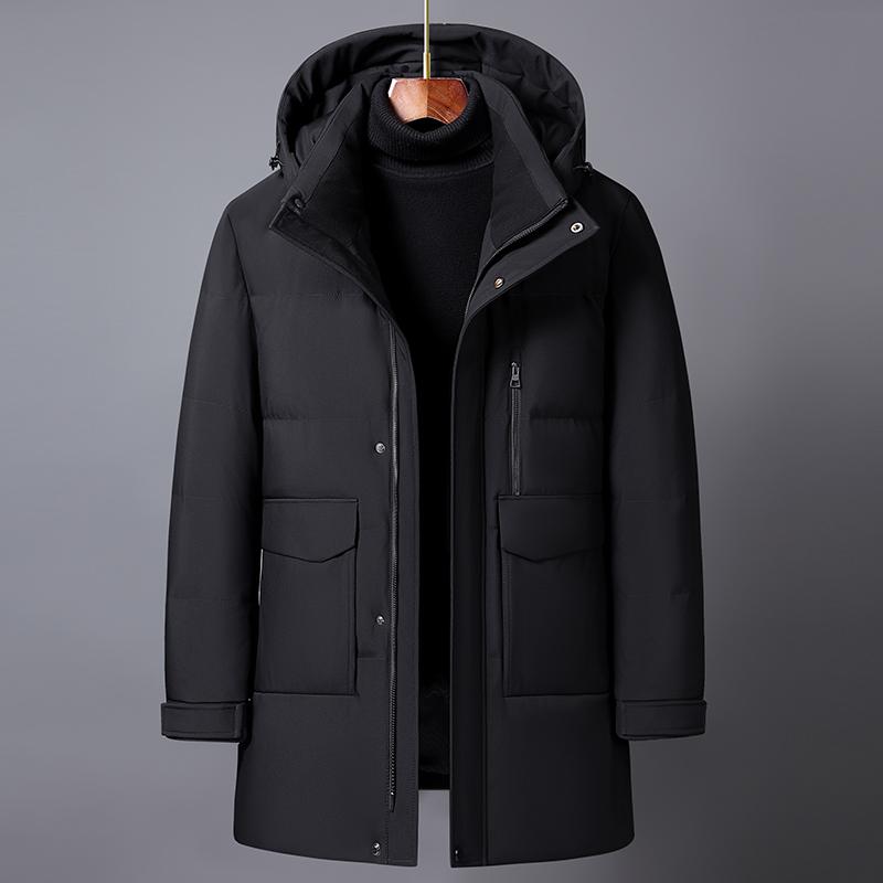 Winter Feather Coats for Men Outerwear High Quality Plus Size Middle Aged Men's Long Down Jacket Thick Warm Hooded Parka