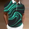Men's  Shirt Polo Casual Zip Short Sleeve Fashion Casual Zipper Summer Spring Regular Fit 3D Multicolored Print Shirt
