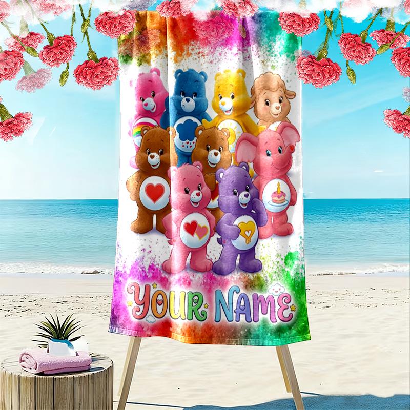 Name Custom CARE BEARS Print Beach Towel, Large Soft Quick Dry Towel for Beach Camping Swimming