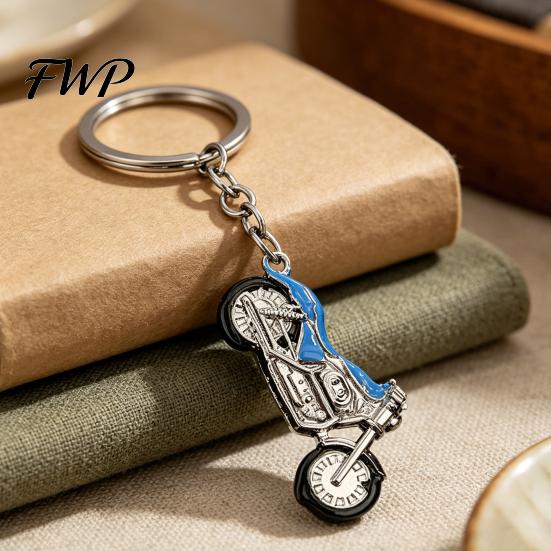 Decorative Keychain Motorcycle Alloy Rhinestone Metal Key Ring Multiple Durable Colors Cool Car Accessories for Men Women Lightweight