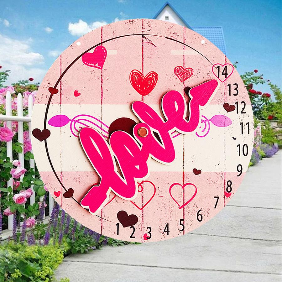 2D Flat 20cm Happy Valentine's Day Love Wooden Wall Hanging Decor - Car Balloon Universal Holiday Wooden Pendant, Home Decoration, Welcome Sign Party