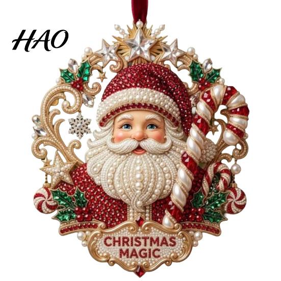 Hanging Tree Ornaments Cute Santa Christmas Ornaments, 2D Flat Acrylic Claus Party Atmosphere Decorations Decoration for Holiday Tree, Indoor, Outdoor