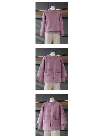 Mom's Stylish Knit Fleece Winter Suit: Two-Piece Base Layer Set for Middle-Aged & Elderly Women - Year of the Rat Edition, Happy Mother-in-Law