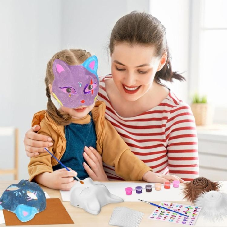 Кошки Лисы Маска с Мехом Сетка для Глаз Лист из Войлока Маска для Переодевания Терианов для Раскрашивания для Хэллоуина Маскарад Косплей Вечеринка