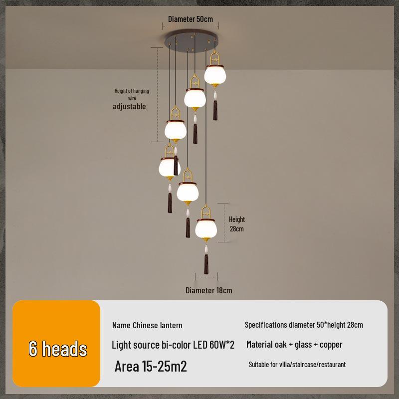 Современная китайская спиральная люстра для двухуровневых вилл и ресторанов