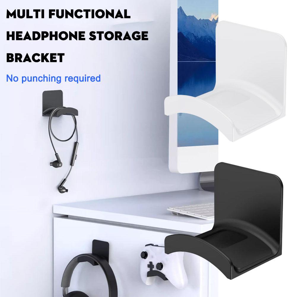 1PCS Headphone Stand Wall Mount Perforated-free Gaming Rack Table Hanging Storage Hook Support Stand Under Stand Hook Q8F3