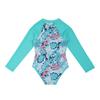 Детский купальник для девочек, купальный костюм на молнии с длинными рукавами и принтом пальм, купальный костюм, боди, пляжная одежда