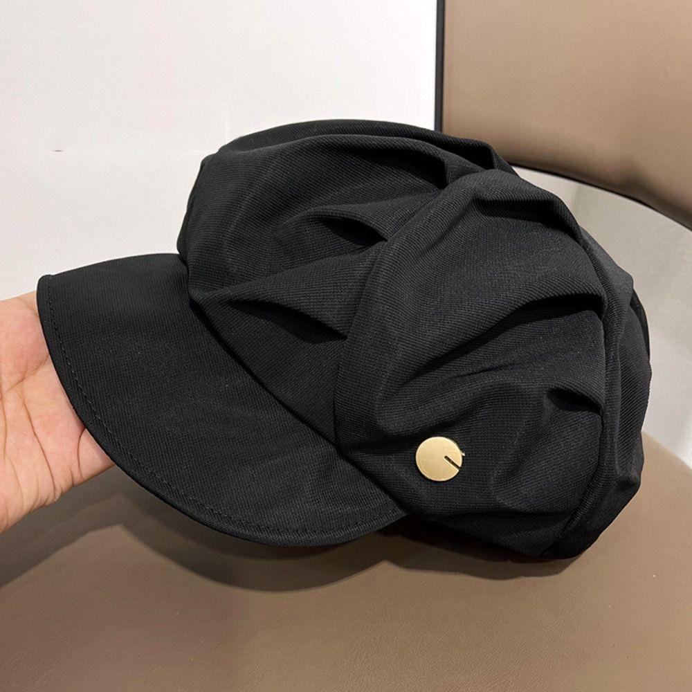 Y2K Плиссированная шляпа-берет Восьмиугольная кепка Плиссированная восьмиугольная кепка Ретро Шляпа художника с облаками Леди