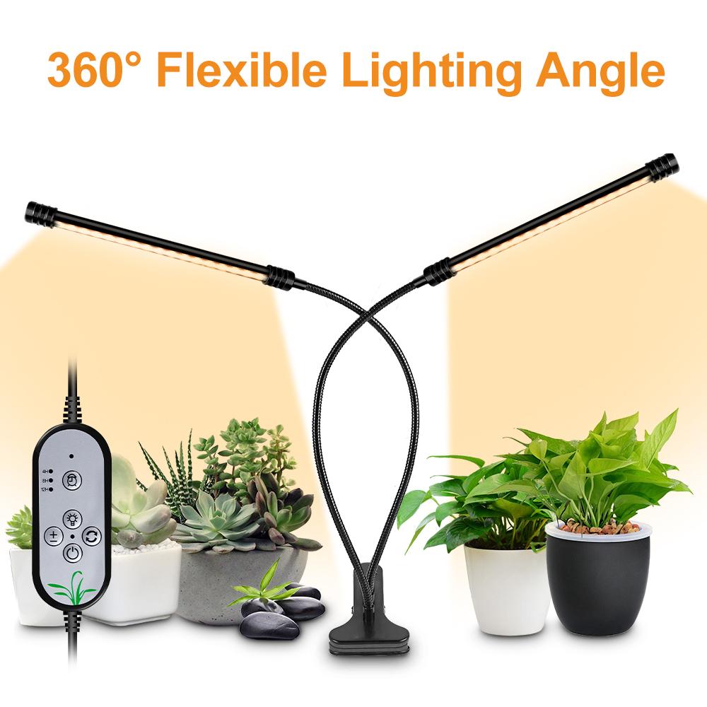 USB-свет для выращивания растений, солнечный свет, белый, полный спектр, угол освещения, регулируемый настольный зажим для выращивания