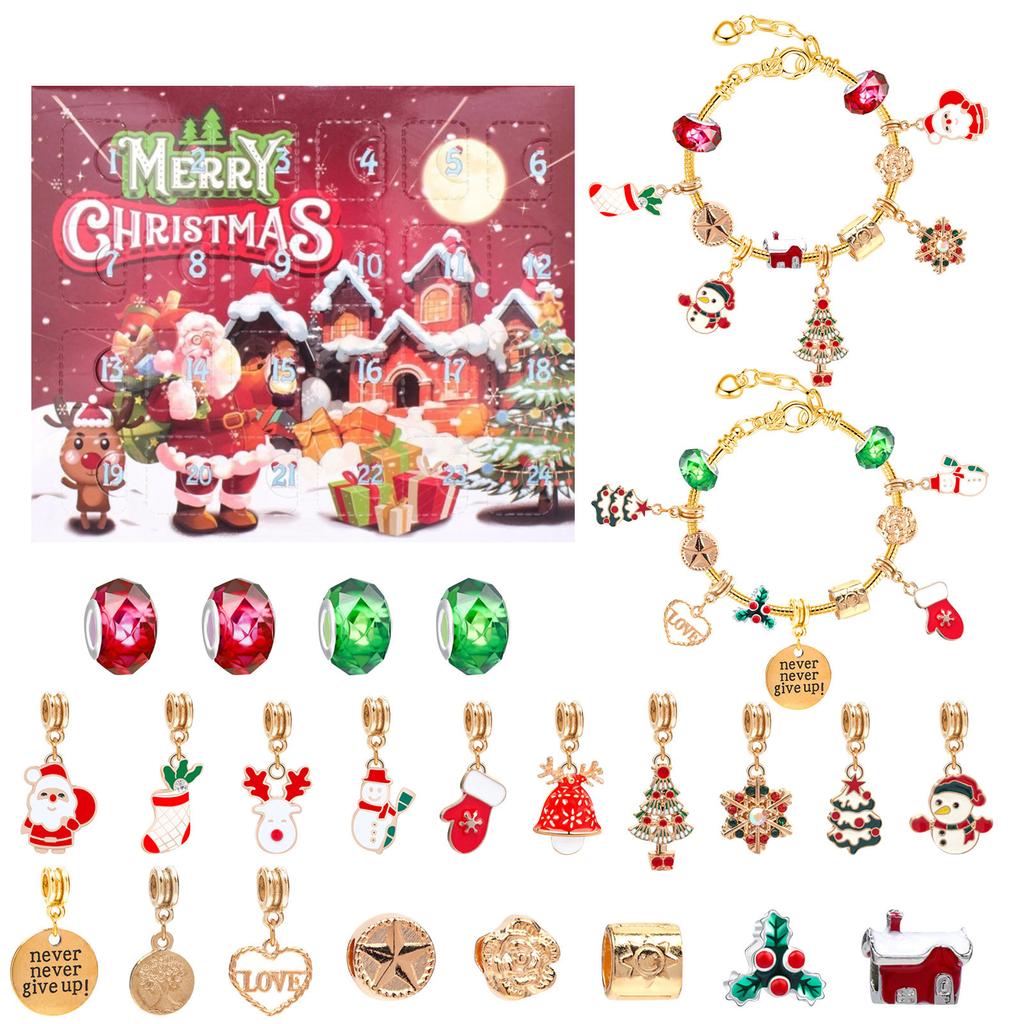 2024 Christmas Advent Calendar Gifts, DIY Bracelet Making Kit For For Child Adult, 24Days Christmas Countdown Calendar Jewelry Gifts