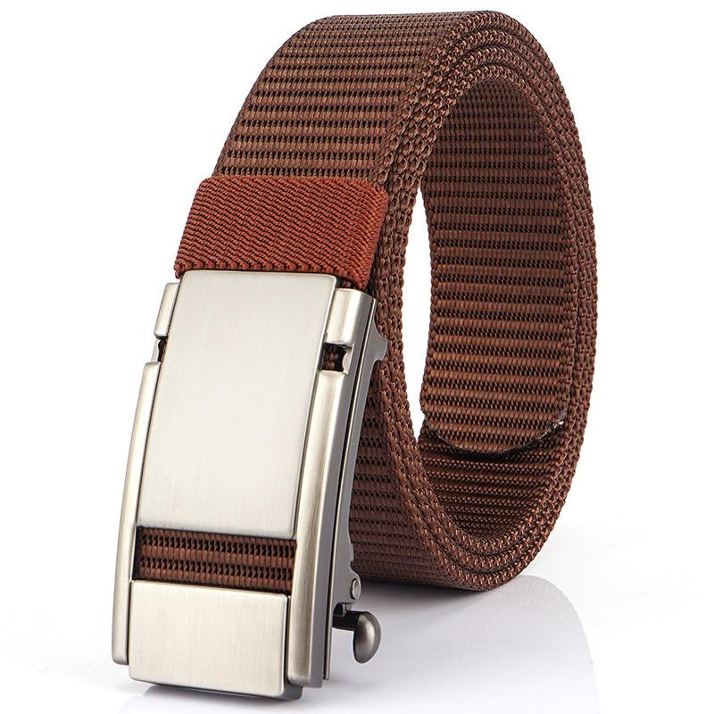 Новый мужской ремень для поездок на работу с автоматической пряжкой из нейлона, универсальный двухслойный толстый ремень для отдыха на природе