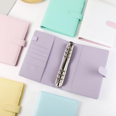 A5 Macaron Color Pu Leather Binder Pocards Cute Diary Agenda Budget Cover Idol Kpop Po Album Card Collect Book Канцелярские принадлежности