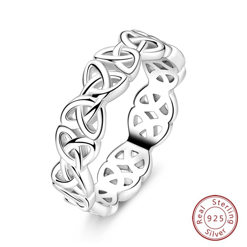 925 Sterling Silver Heart Shaped Infinite Minimalist Rings Hollow Celtic Knot Rings for Women Elegant Engagement Wedding Jewelry