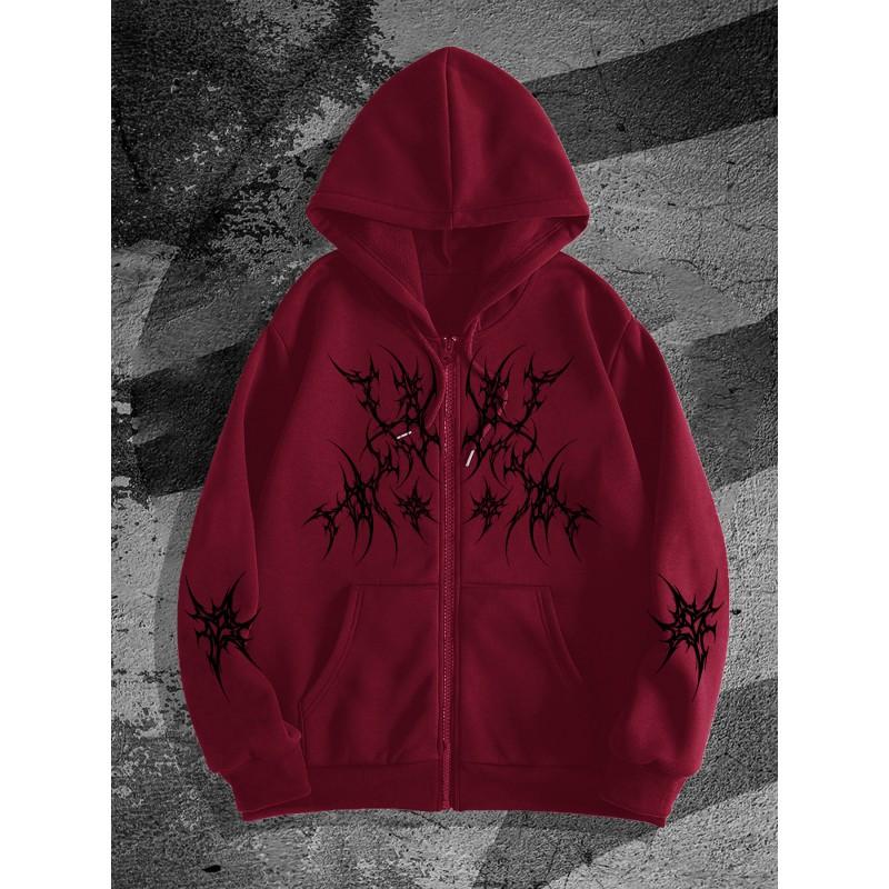 Mens Zip Up Hoodie 3D Print Casual Loose Fit Sweatshirt Youth