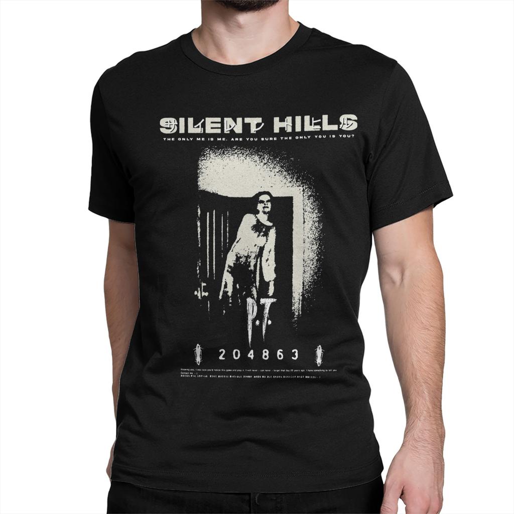 Мужские Женские Футболки Silent Hill Хоррор Игра Чистый Хлопок Одежда Повседневные Футболки с Короткой Рукавой и Круглым Вырезом Большого Размера