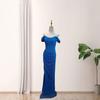 European and American popular sexy one-word shoulder slim-fit hip-wrapped high split party dinner dress
