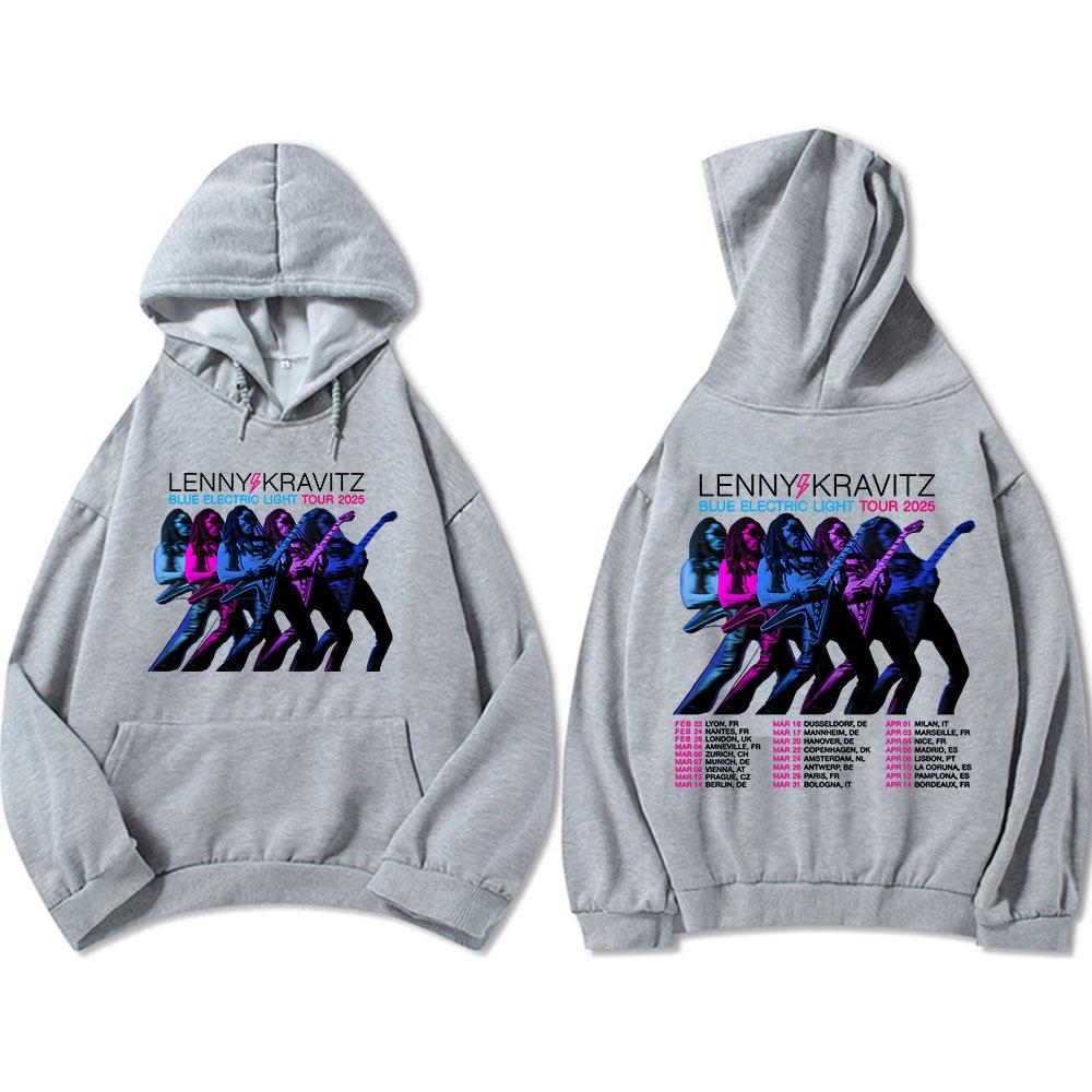 Lenny Kravitz Blue Electric Light Tour 2025 Толстовки с капюшоном Rock Rapper Graphic Print Sweatshirt Heavy Mental Fashion Unisex Streetwear