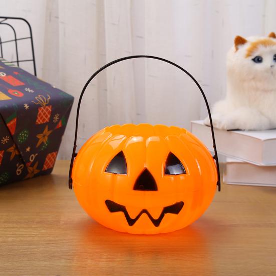 Scary Halloween Candy Bucket Detachable Pumpkin Kettle Box for Trick or Treat Spacious Eye-catching Decoration