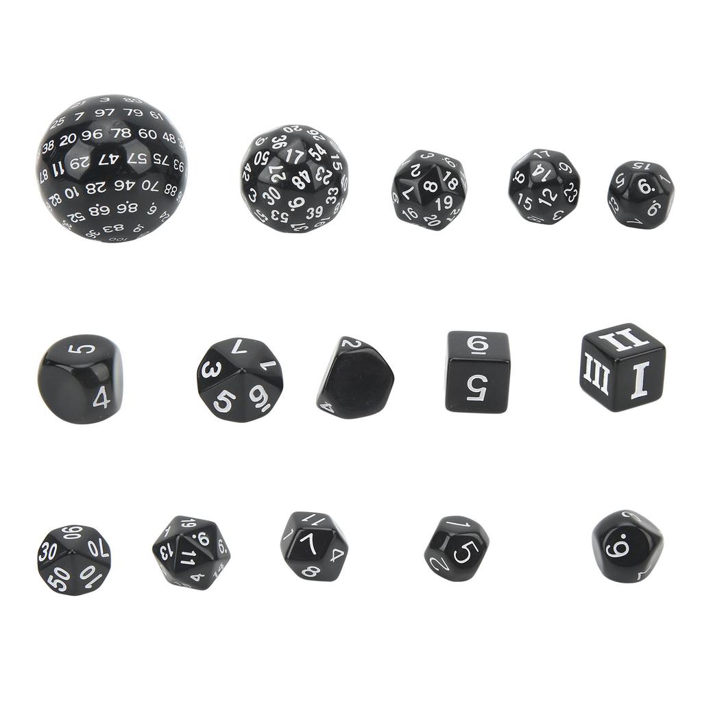 15Pcs Polyhedral Dice Set Acrylic D3 To D100 Table Gaming Dices for Role Playing Table Games Party