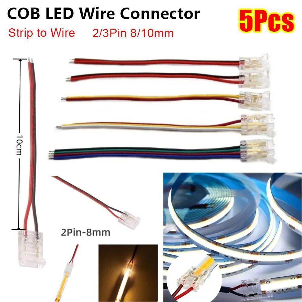 5 шт./комплект 2/3-контактный COB LED Коннектор для провода 8/10 мм Однопиновый Мини-защелка Без пайки Коннекторы для светодиодной ленты