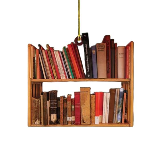 Reading Vintage Book Christmas Ornament Acrylic Craft Colorful Stacked Book Hanging Ornament Christmas Tree Decorative Props Holiday Party Home