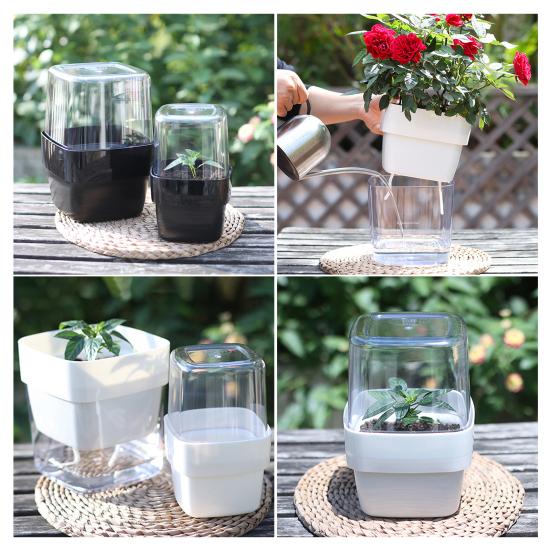 Самополивающийся цветочный горшок с хлопковым шнурком, окошком для видимости уровня воды, горшок для полива снизу, автоматический полив