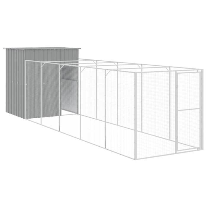 VidaXL Dog Niche with Courtyard Light Grey 165x659x181 Cm, Dog Cage, Dog Shelter, Pet House, Cages 3189105