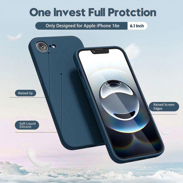 Coque pour iPhone 17e, Protection Silicone Liquide Ultra Slim Souple Mat Bleu Marine